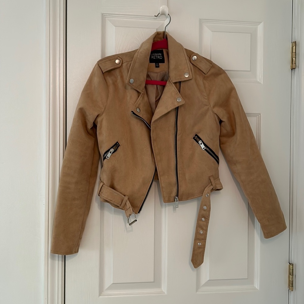 Camel brown faux suede jacket